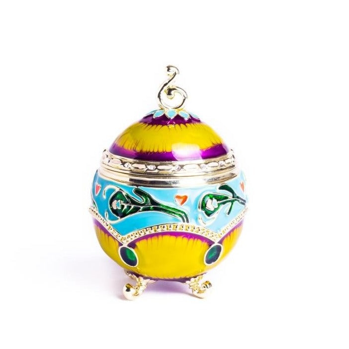 Colorful Decorated Faberge Egg with Peacock Surprise Easter Egg Keren Kopal