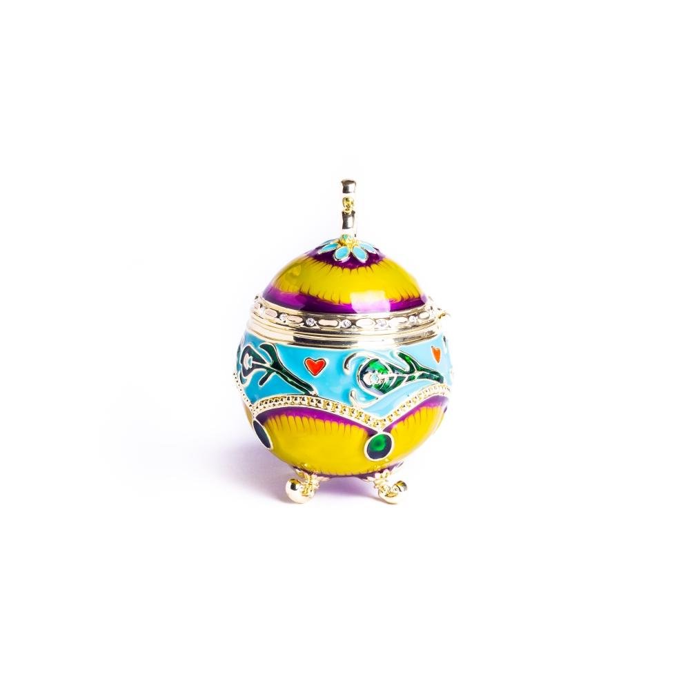 Colorful Decorated Faberge Egg with Peacock Surprise Easter Egg Keren Kopal