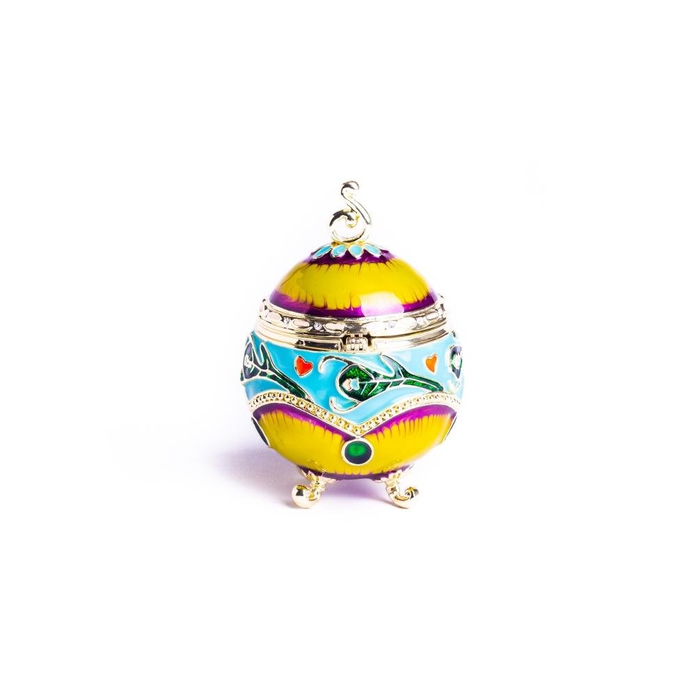 Colorful Decorated Faberge Egg with Peacock Surprise Easter Egg Keren Kopal