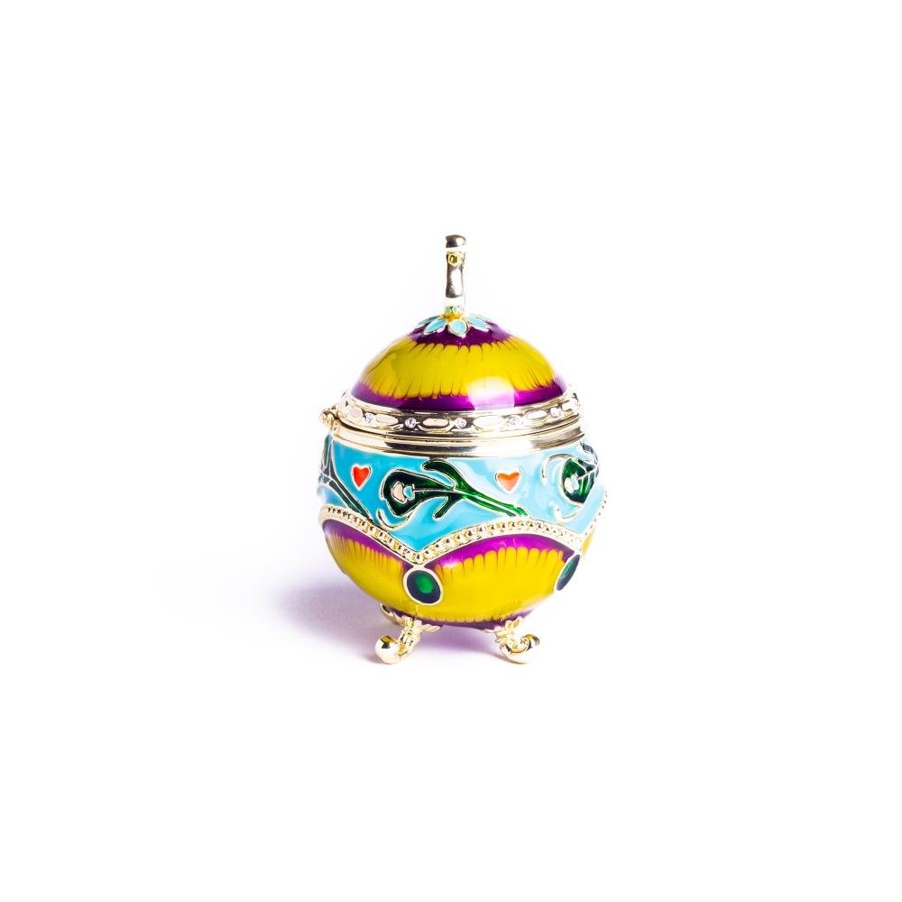 Colorful Decorated Faberge Egg with Peacock Surprise Easter Egg Keren Kopal