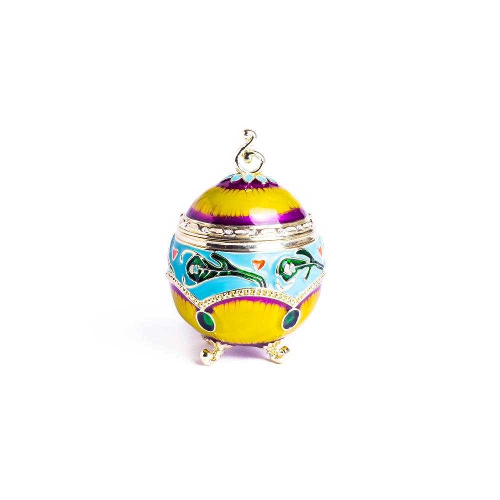 Colorful Decorated Faberge Egg with Peacock Surprise Easter Egg Keren Kopal