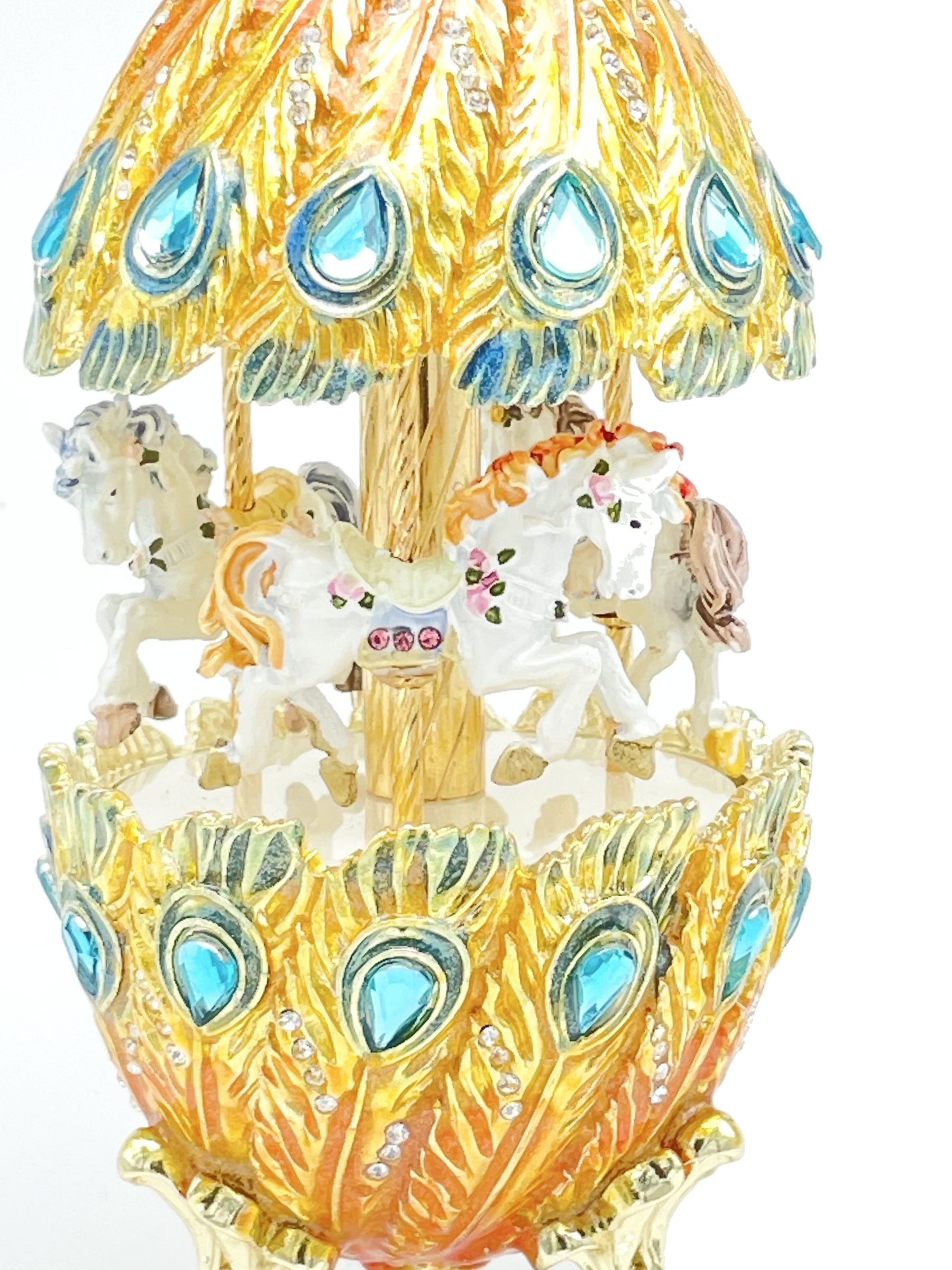 Colorful Musical Carousel with Royal Horses Easter Egg Keren Kopal