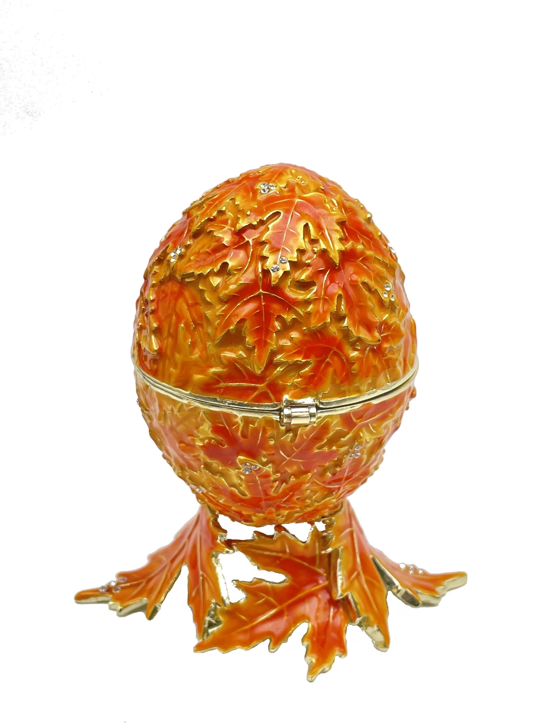 Orange Faberge Egg with Leaves Easter Egg Keren Kopal