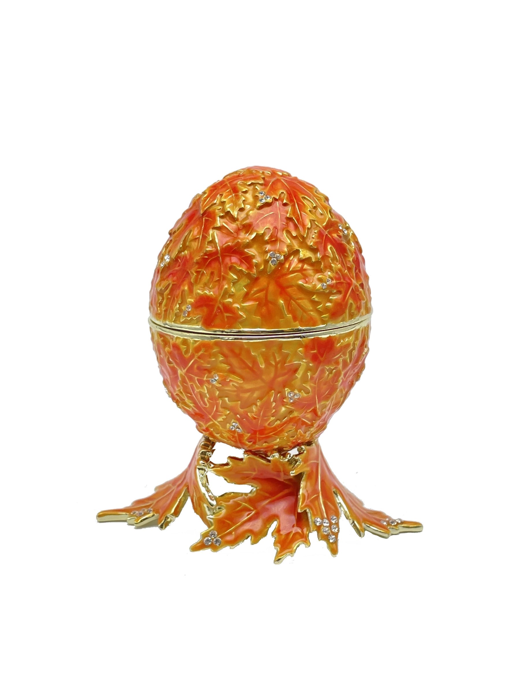 Orange Faberge Egg with Leaves Easter Egg Keren Kopal