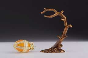 Orange Russian Egg Hanging of a Tree Branch Faberge Egg Keren Kopal