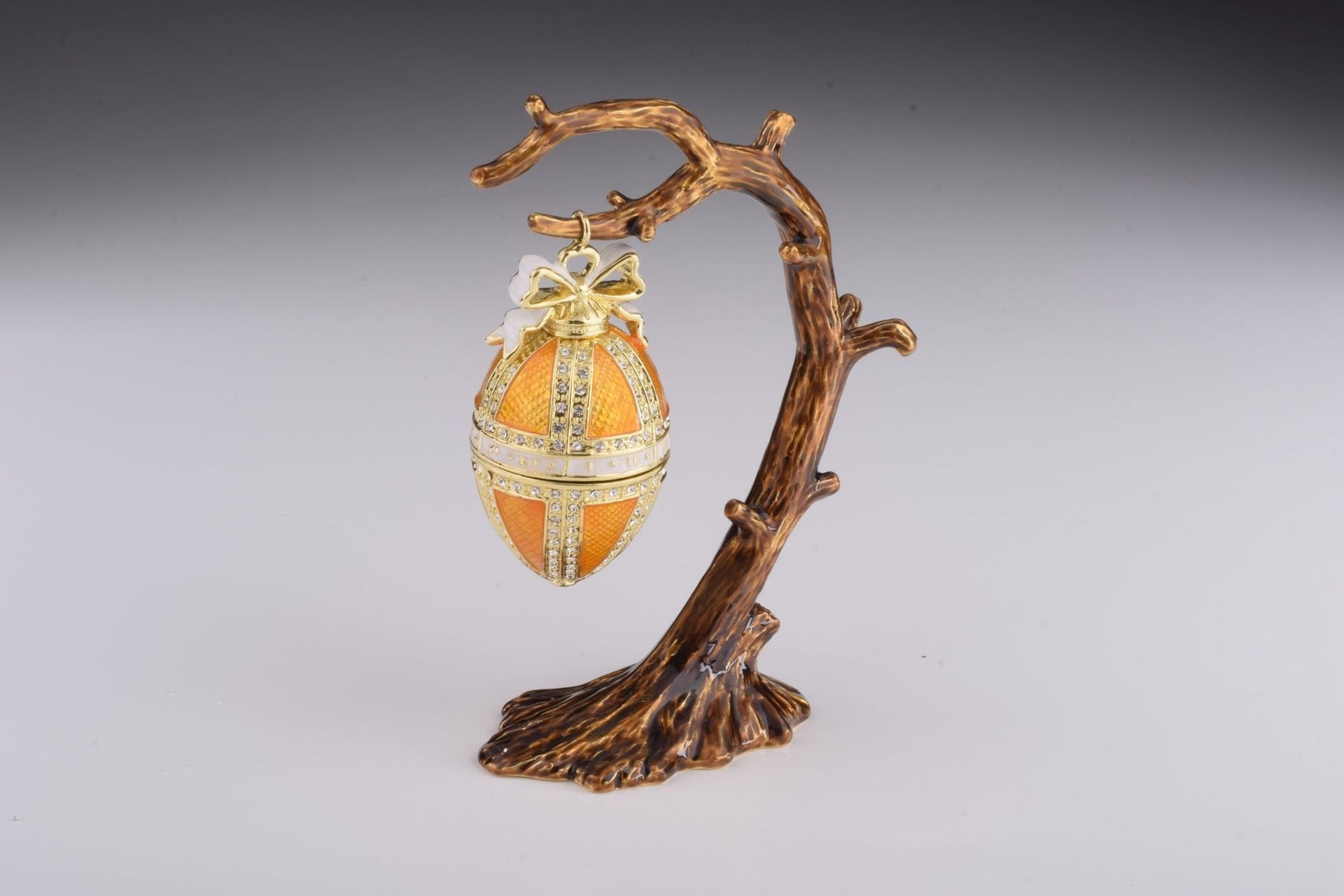 Orange Russian Egg Hanging of a Tree Branch Faberge Egg Keren Kopal