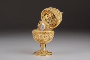 Keren Kopal Gold Faberge Egg with Clock Inside  119.00
