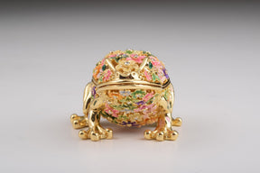 Keren Kopal Gold Frog with Colorful Flowers Trinket Box  76.50