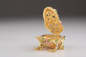 Keren Kopal Gold Frog with Colorful Flowers Trinket Box  76.50