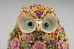 Gold Owl with Colorful Flowers Trinket Box  Keren Kopal