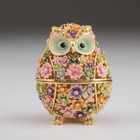 Keren Kopal Gold Owl with Colorful Flowers Trinket Box  89.00