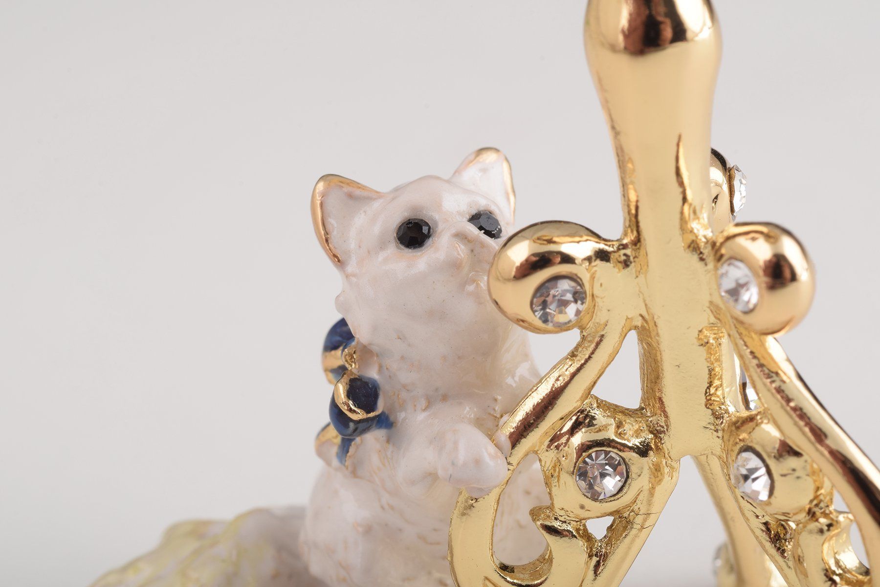 Gold Standing Lamp with Cat and Bird  Keren Kopal