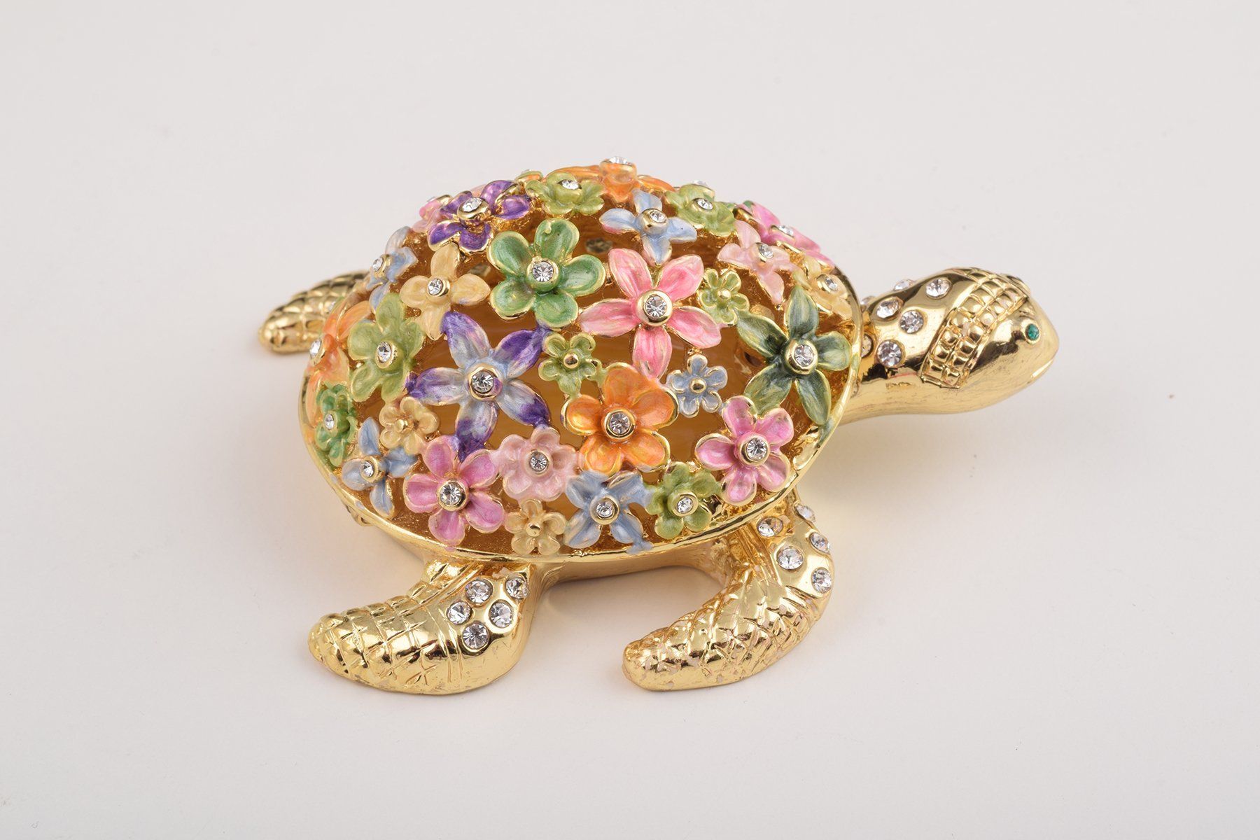 Gold Turtle with Colorful Flowers Trinket Box  Keren Kopal