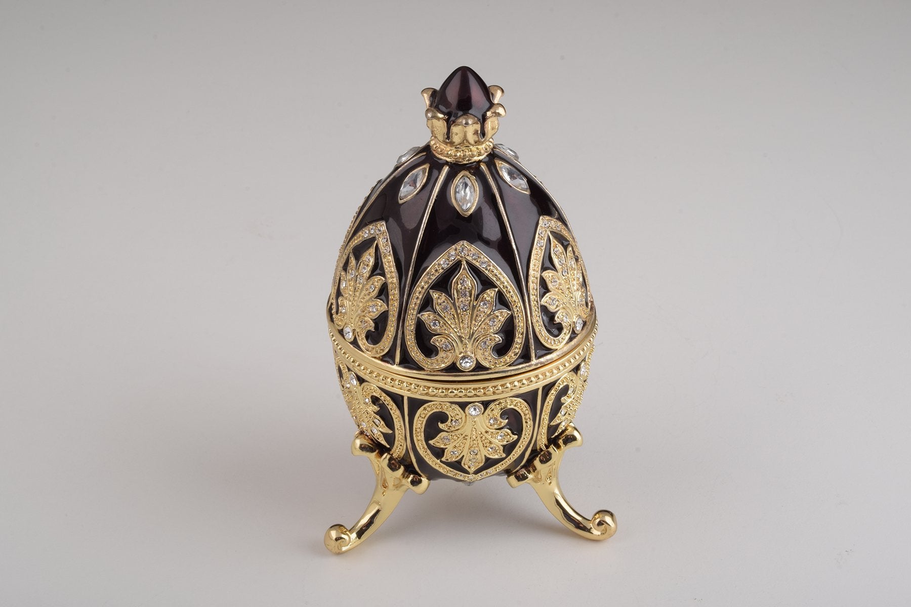 Keren Kopal Gold & Black Faberge Egg with Clock  124.00