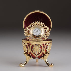 Keren Kopal Gold & Red Faberge Egg with Clock  124.00