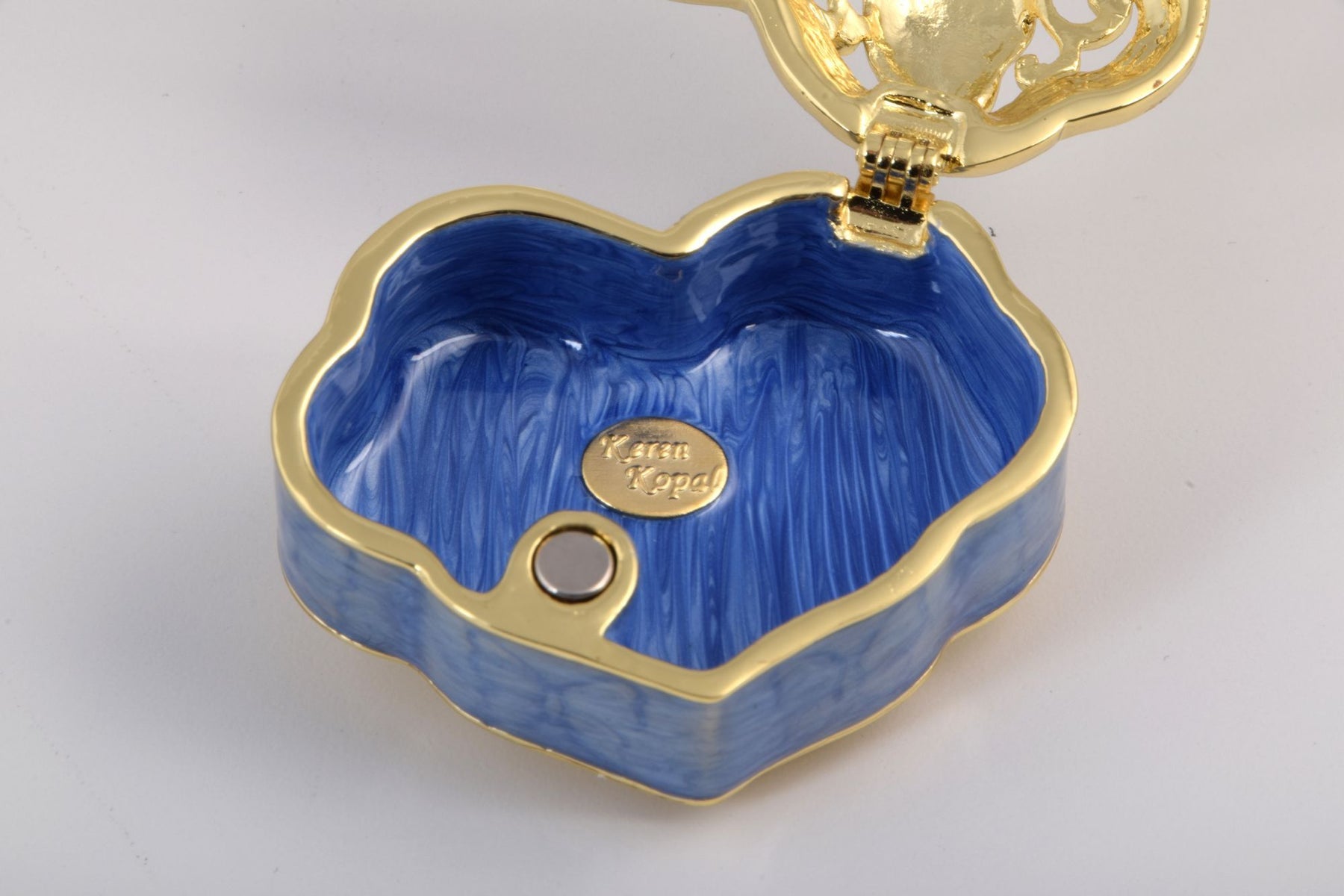 Keren Kopal Golden Blue Box Decorated with a Butterfly  45.25