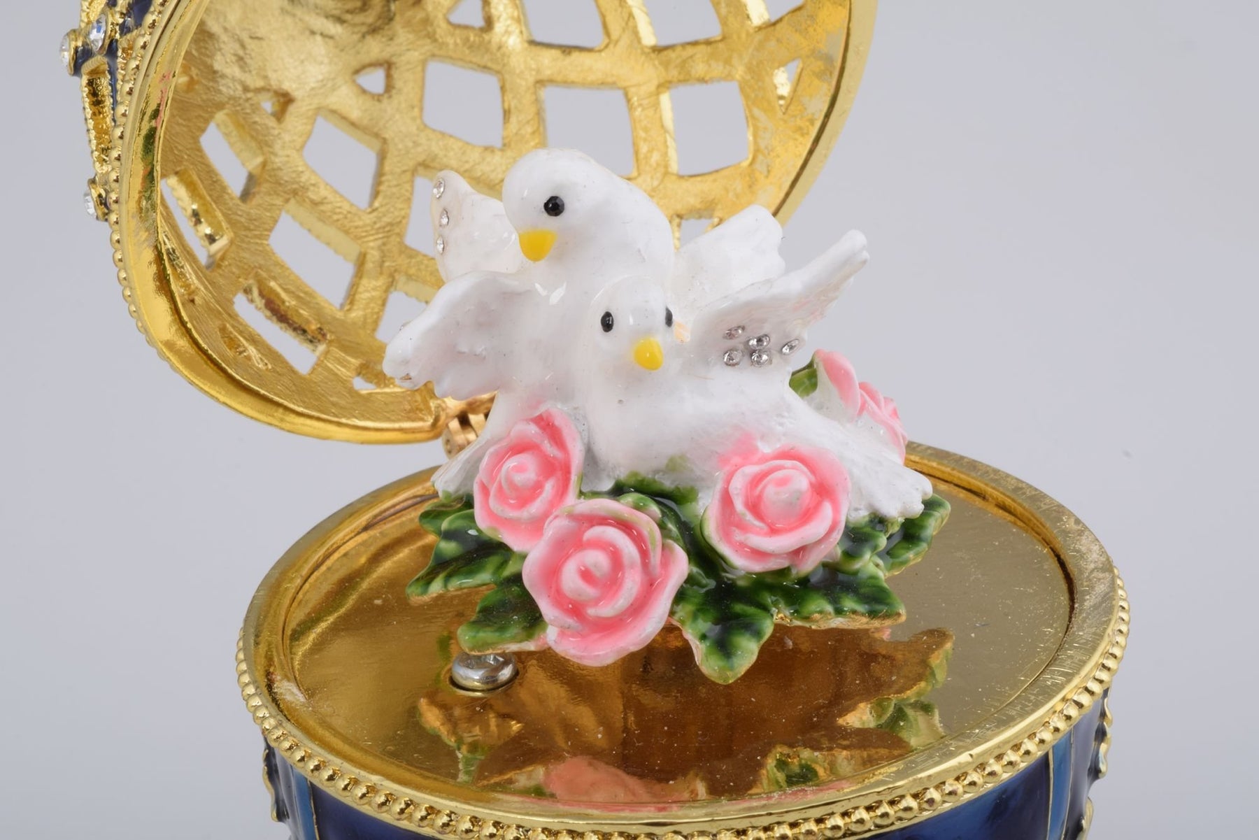 Keren Kopal Golden Blue Faberge Egg with White Doves  155.25