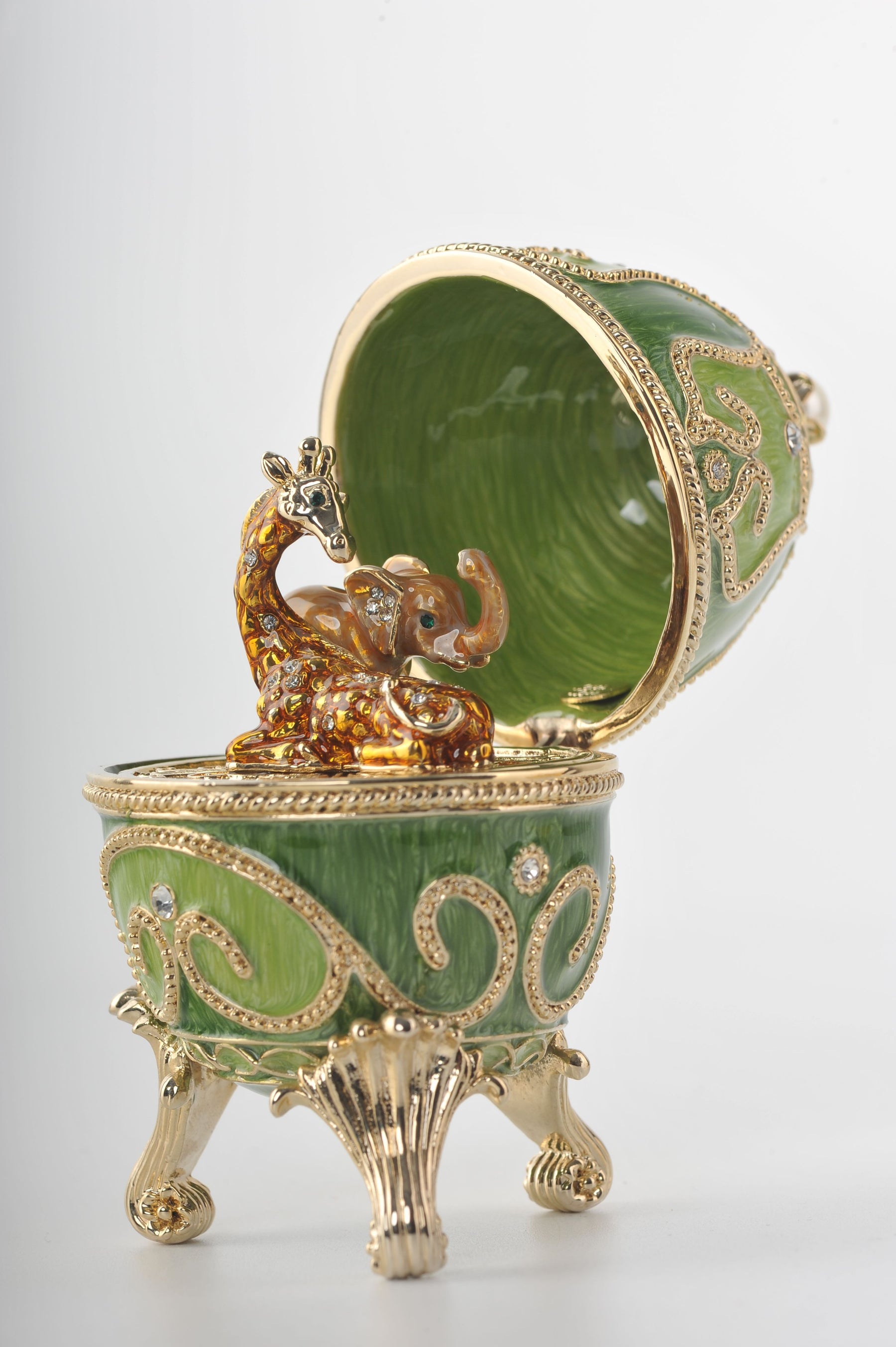 Keren Kopal Green Faberge Egg with Animals Inside  104.00