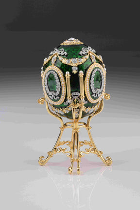 Green Faberge Egg with Swan Inside  Keren Kopal