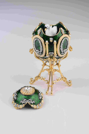Green Faberge Egg with Swan Inside  Keren Kopal