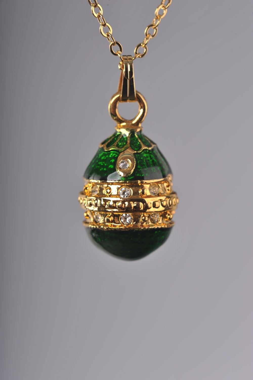 Keren Kopal Green & Gold Egg Pendant Locket Necklace  37.00