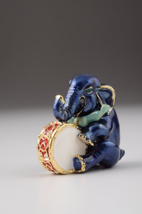 Éléphant bleu avec tambour