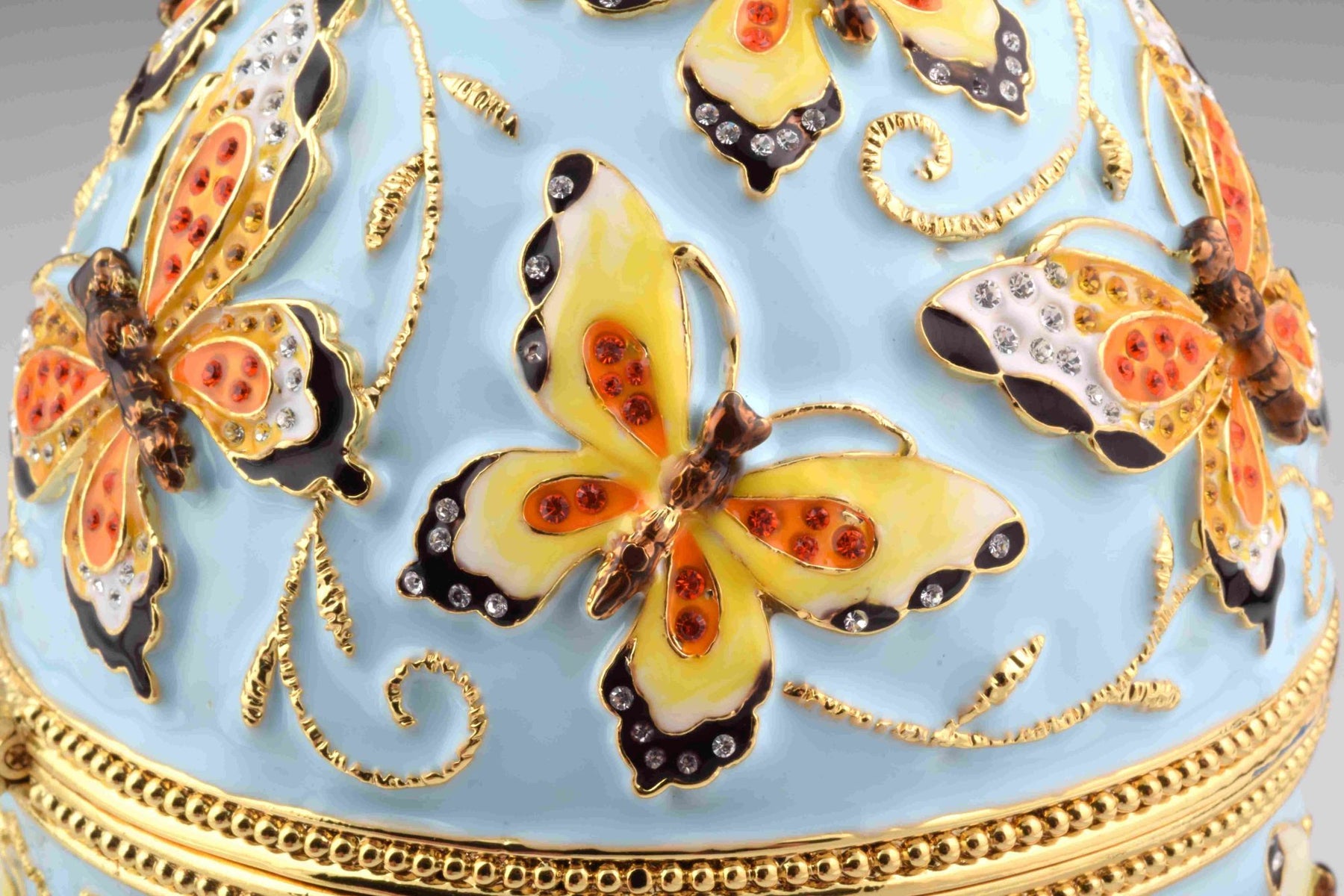 Blue Faberge Egg with Yellow Flowers
