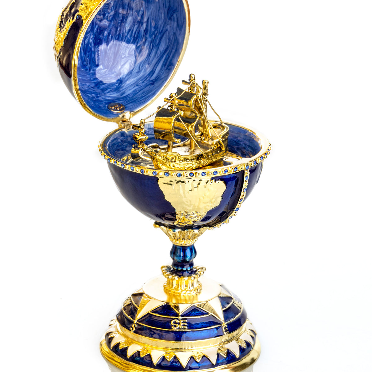 Globe Faberge Egg with Sailing ship