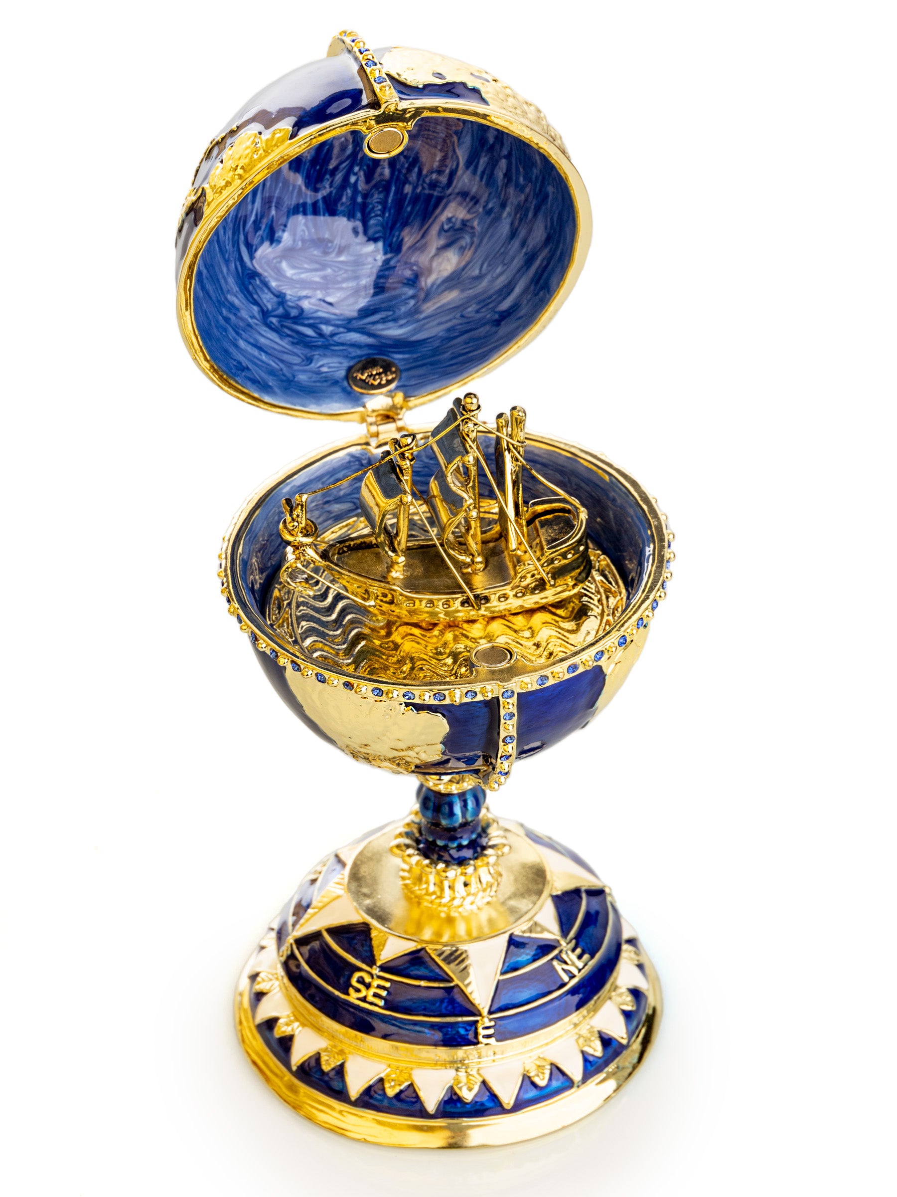 Globe Faberge Egg with Sailing ship