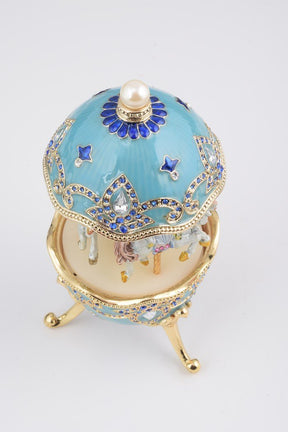 Keren Kopal Light Blue Faberge Egg with Horse Carousel  121.50