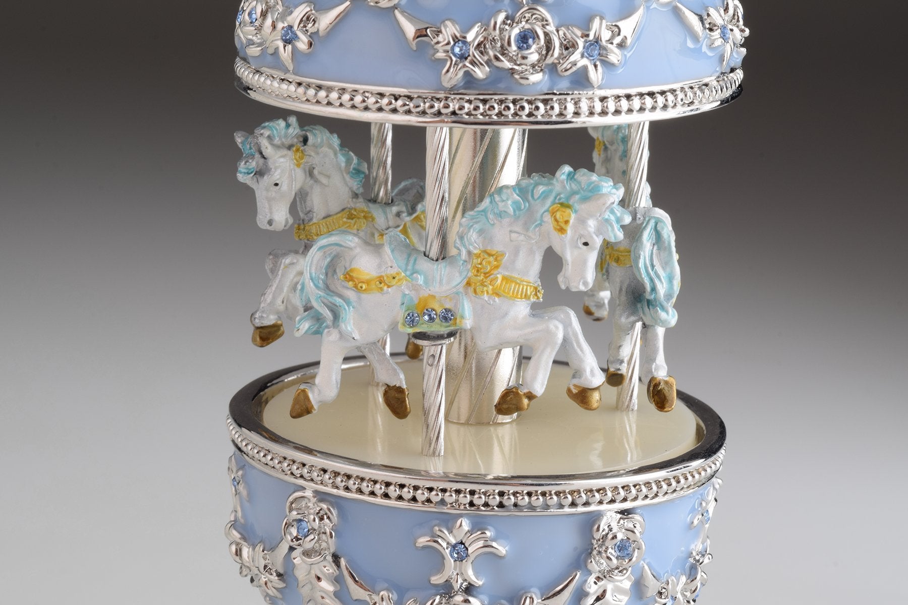 Keren Kopal Light Blue Musical Carousel Faberge Egg  124.00