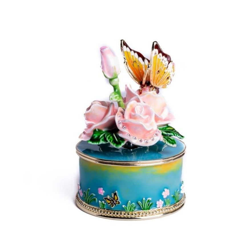 Keren Kopal Pink Roses with Butterfly Trinket Box Music Box 149.00