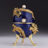 Blue Faberge Egg with Dragon Music Playing Egg Music box Keren Kopal