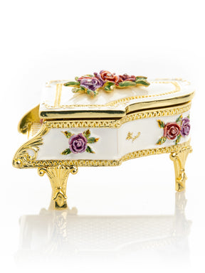 White piano with flowers