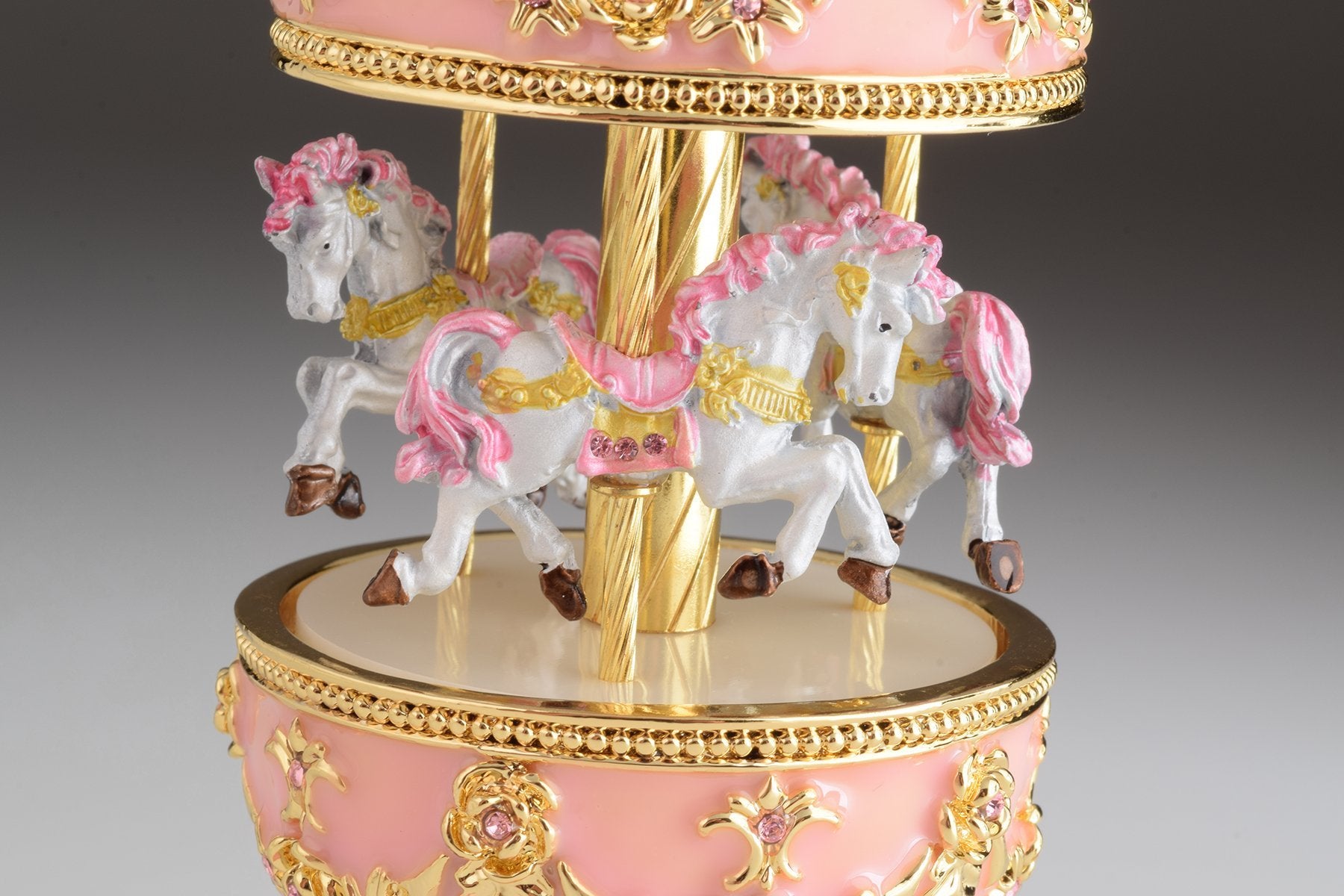 Keren Kopal Pink Carousel Faberge Egg with White Royal Horses  124.00