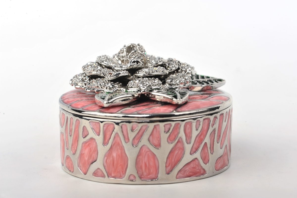 Pink Jewelry Box with Silver Flower  Keren Kopal
