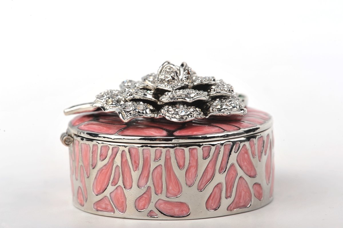 Keren Kopal Pink Jewelry Box with Silver Flower  54.50