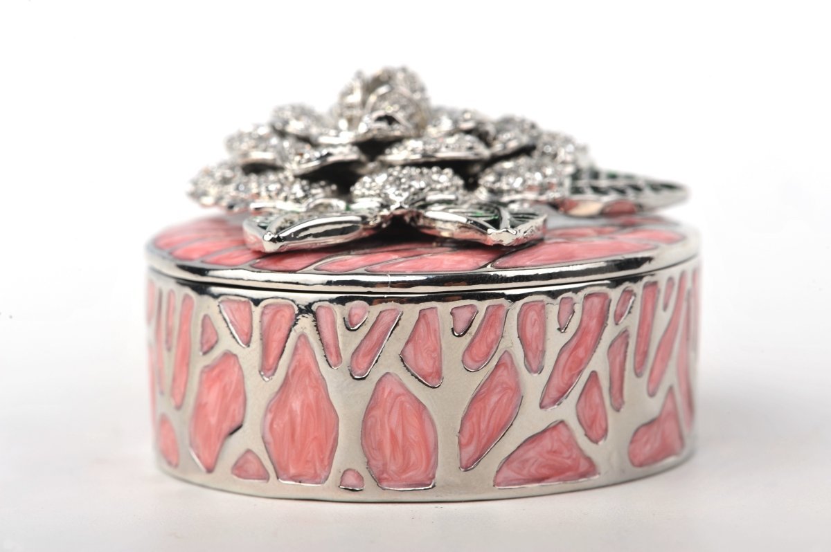Keren Kopal Pink Jewelry Box with Silver Flower  54.50
