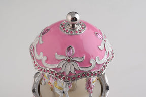 Keren Kopal Pink Musical Carousel Faberge Egg with White Royal Horses  124.00