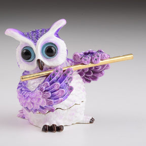 Keren Kopal Purple Owl Playing Flute Trinket Box  84.00
