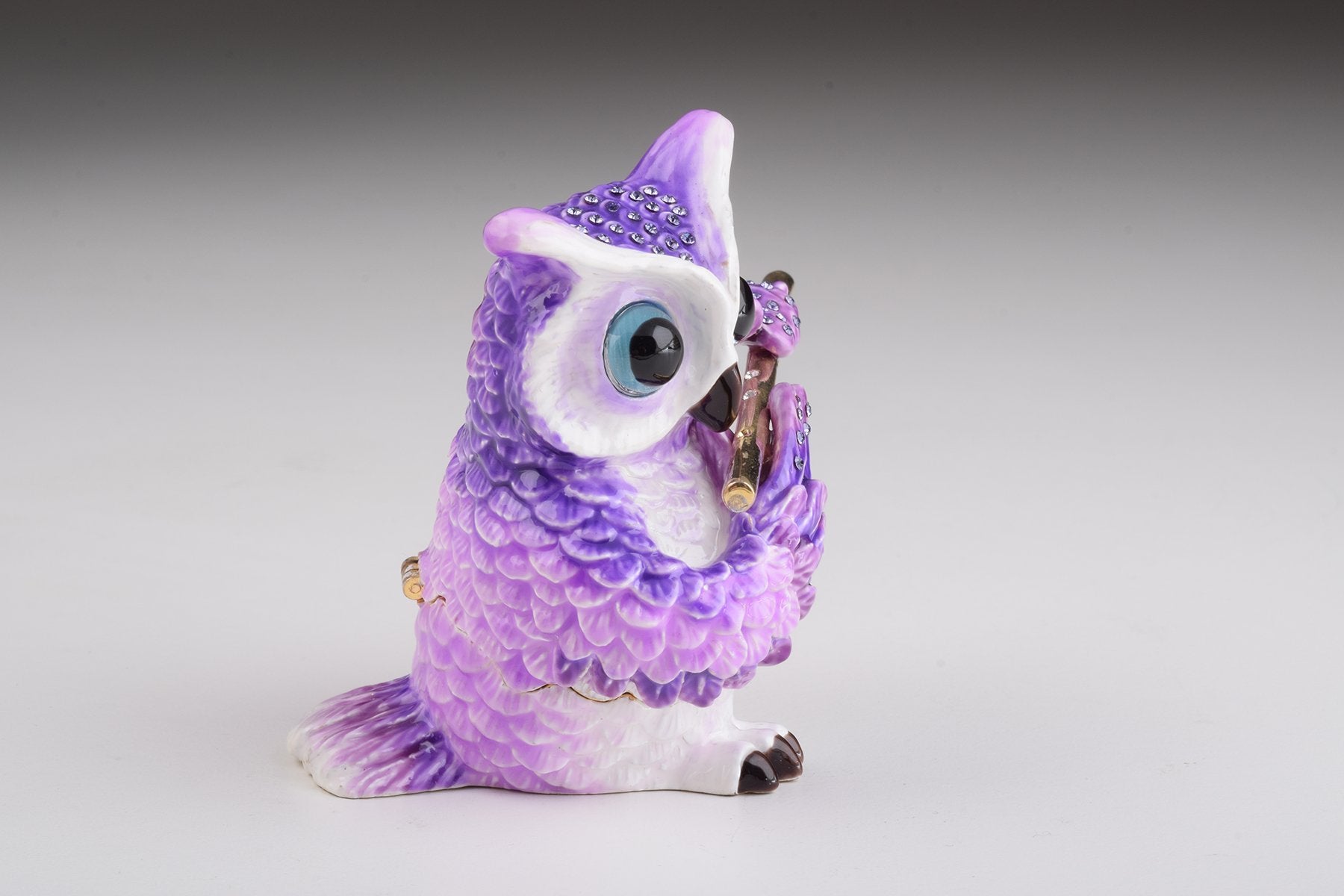 Keren Kopal Purple Owl Playing Flute Trinket Box  84.00