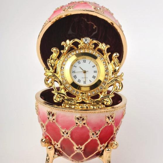 Keren Kopal Red Faberge Egg with Gold Clock Inside  126.50