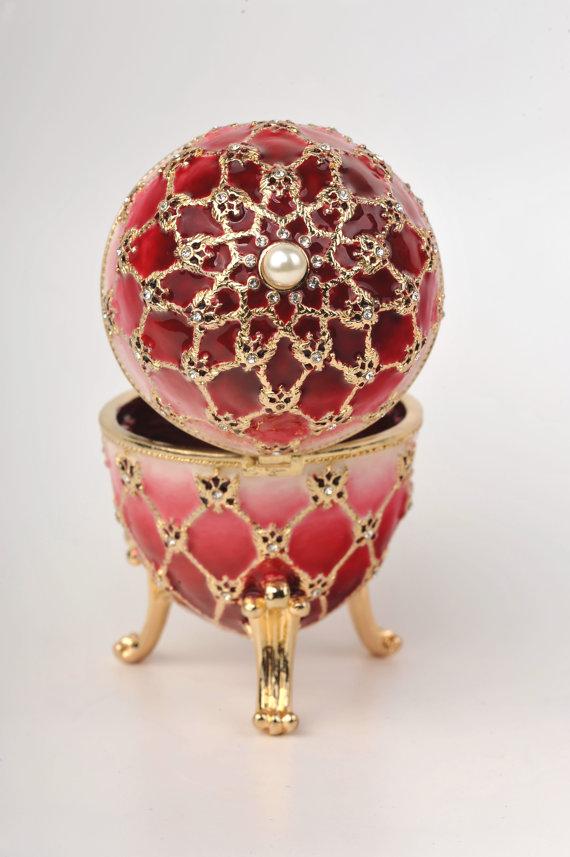 Keren Kopal Red Faberge Egg with Gold Clock Inside  126.50