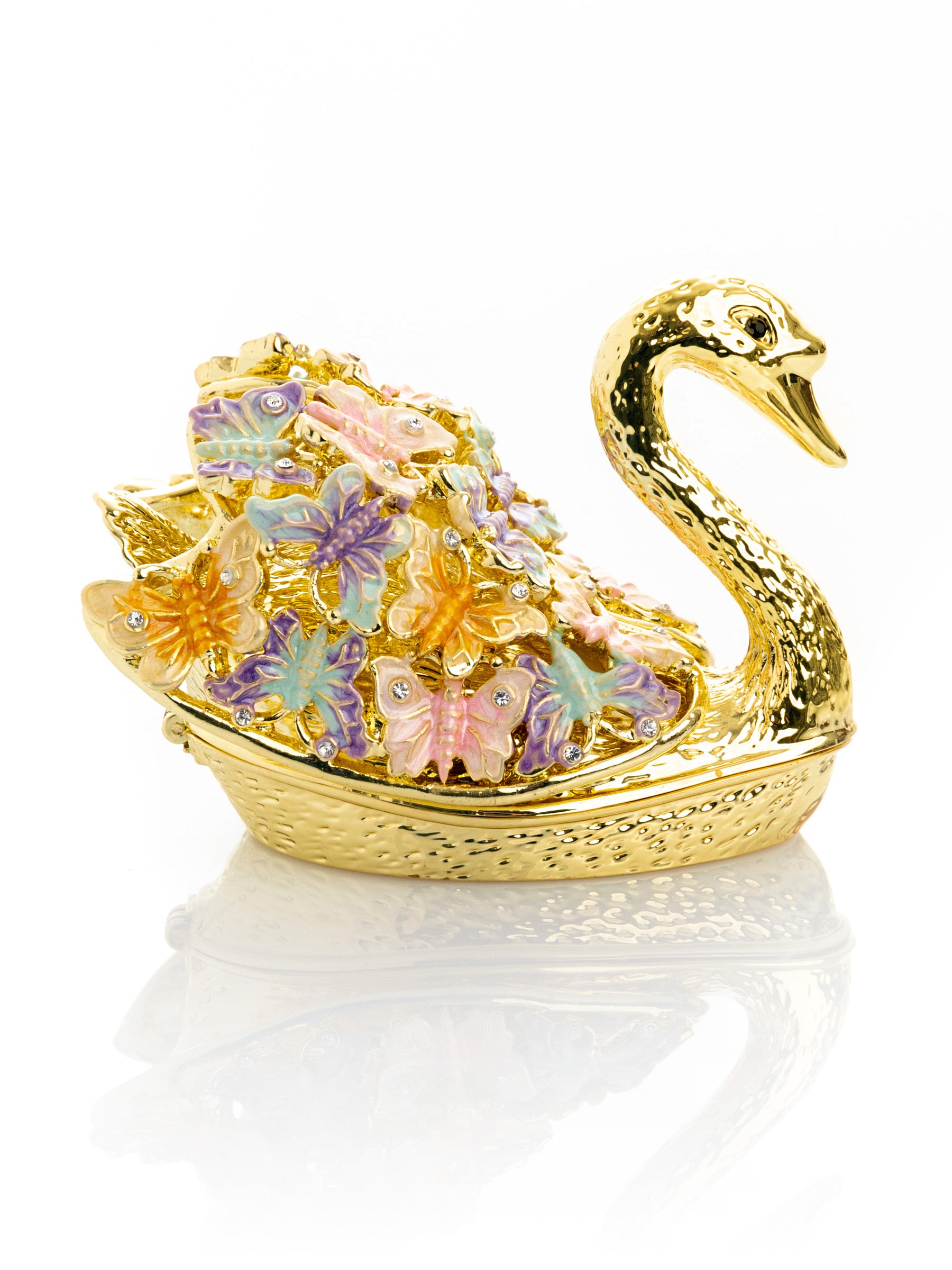 Golden Swan Decorated with Butterflies