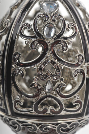 Silver & Black Faberge Style Egg with a Clock Inside  Keren Kopal