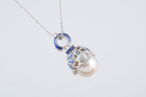 Keren Kopal Silver & Blue Pearl Egg Pendant Necklace  39.00