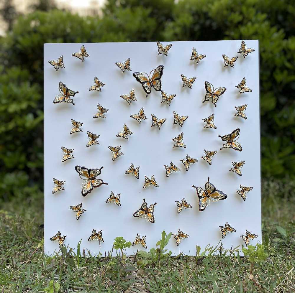 Butterflies in Perfect Harmony Wall Art White
