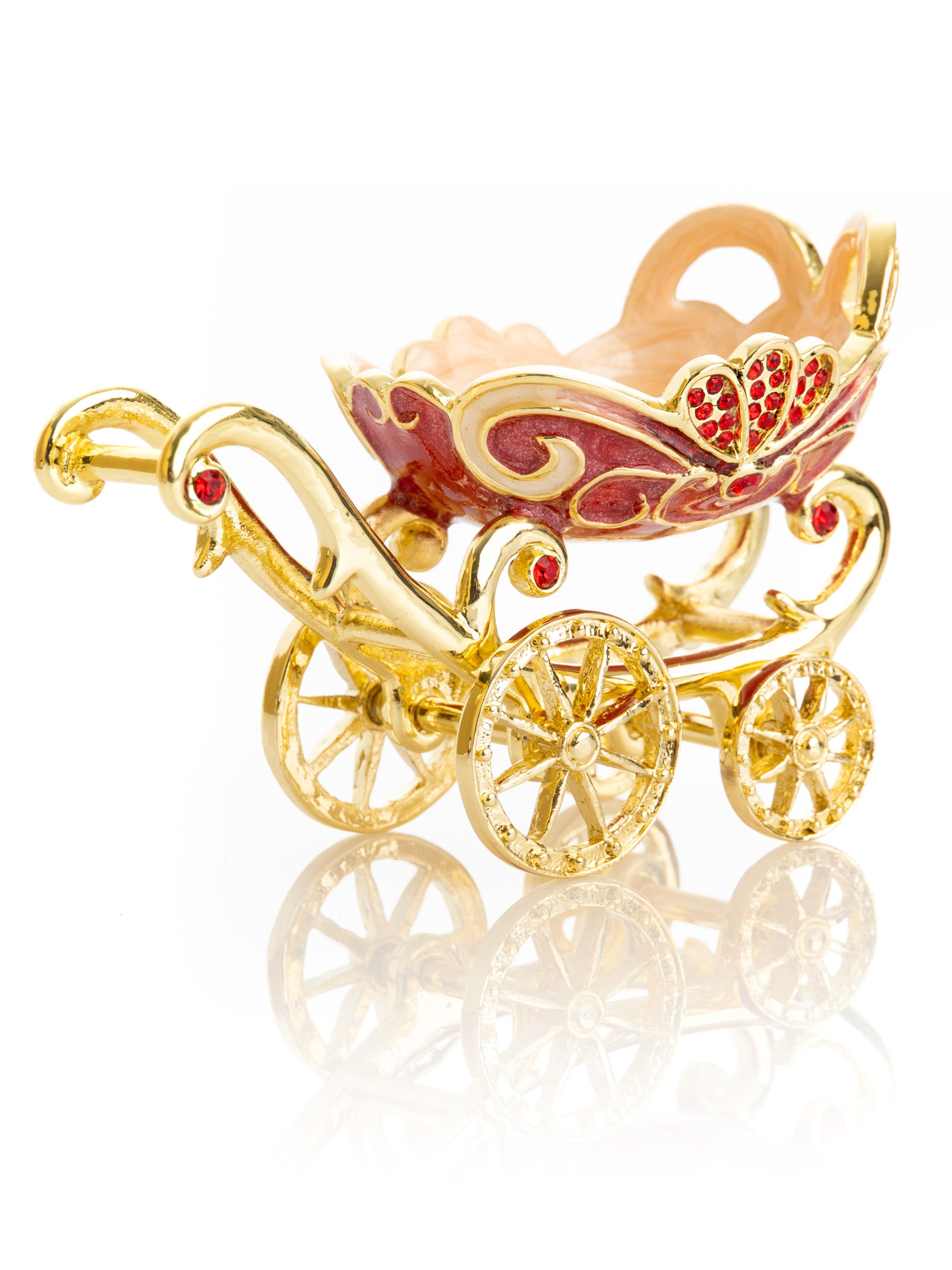 Red vintage Baby Carriage Trinket Box stroller