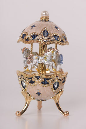 Keren Kopal White Faberge Egg with Horse Carousel  114.00