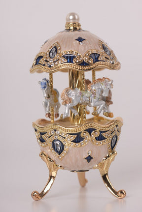Keren Kopal White Faberge Egg with Horse Carousel  114.00